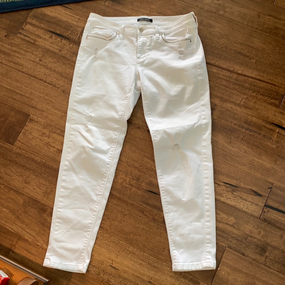 White distressed jeans.